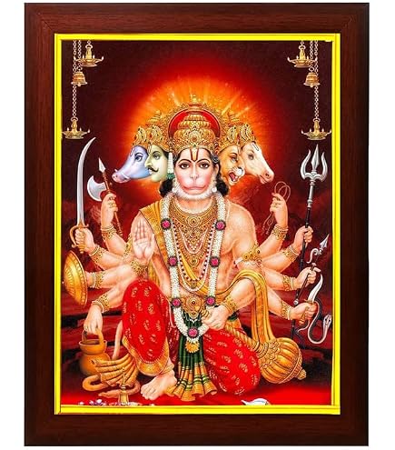 zig zag Lord Ram Darbar Ji Foto con cornice per appendere alla parete, tempio, tavolo, Pooja Room (9,5 x 34,3 cm, marrone dorato