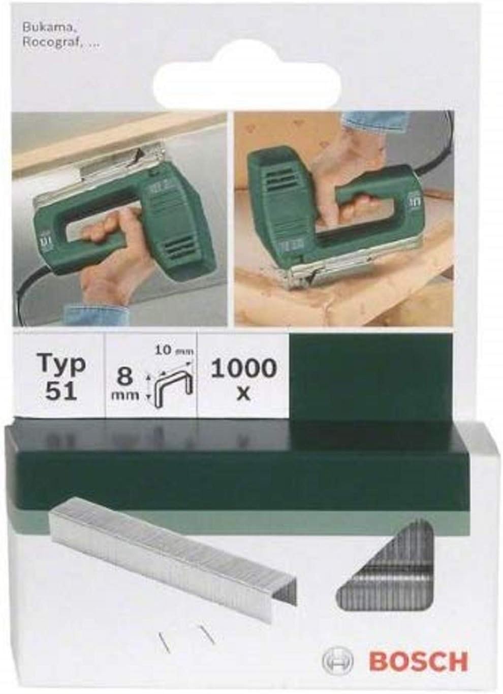 Bosch 2609255831 6mm Type 51 Flat Wire Staples (Pack of 1000), Green, 6 mm
