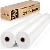 CAREGY Thermal Laminating Film Roll 2 Pack 1.5 Mil | 1 Inch Core Laminate Rolls,25" x 500',School Lamination