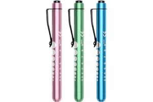 RISEMART 3packs Pen Lights for Nurses, Pen Light Medical, Penlights for Nurses with Pupil Gauge and Ruler, White Light LED Penlight for Nursing School Student Doctor EMT EMS CNA (Pink/Blue/Green)