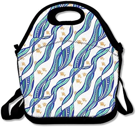 Fish And Water Surface Neoprene Lunch Bag -Lunch Box Food Container For Women,Kids,Adults