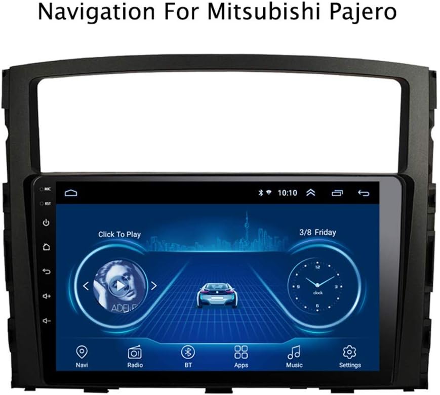 JIERTYU 9 Inch 2.5D Touch Screen Android 8.1 Car DVD GPS Navigation for Mitsubishi Pajero 2006-2014, Equipped with A 1.2 GHz Quad Core CPU, BT Hands-Free Call