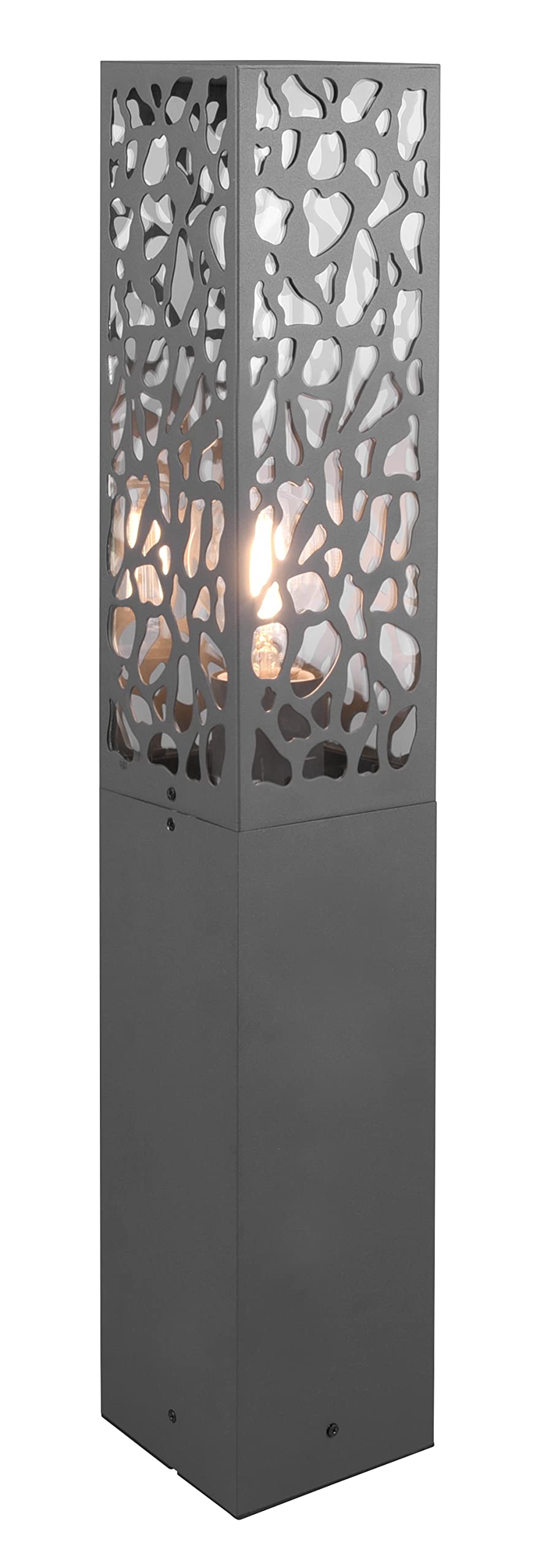 Trio Leuchten Cooper 507360142 Outdoor Bollard Light Stainless Steel Anthracite Transparent Plastic Insert Bulb 1x E27