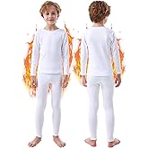 PISIQI Thermal Underwear Set for Boys Long Johns Fleece Lined Set Kids Ultra Soft Base Layer Top Bottom Warm Set for Skiing