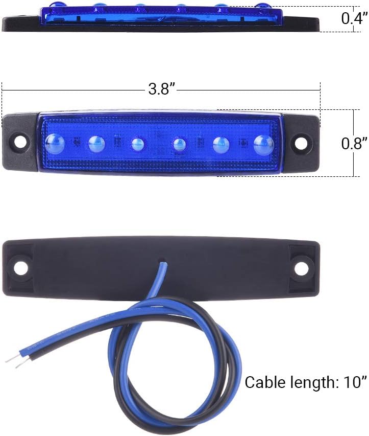 MNJ MOTOR 6pcs Marine Boat Fishing Lights, 12V Waterproof Utility Led Interior Light - Boat Deck Courtesy Transom Cockpit Light For Yacht Fishing Pontoon Boat Sailboat Kayak Bass Boat Vessel-Blue: Automotive