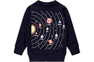 POPSHION Toddler Boys Sweatshirts Dinosaur Long Sleeve Pullover Crewneck Shirts Cartoon Tee Sport Tops for Kids 1-8T