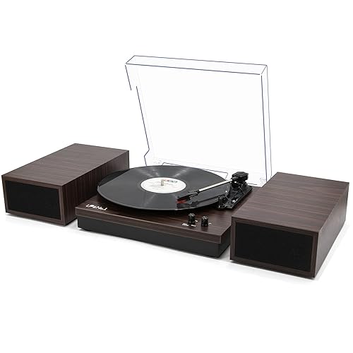 Vinyl Record Player with External Speakers, 3-Speed Belt-Drive