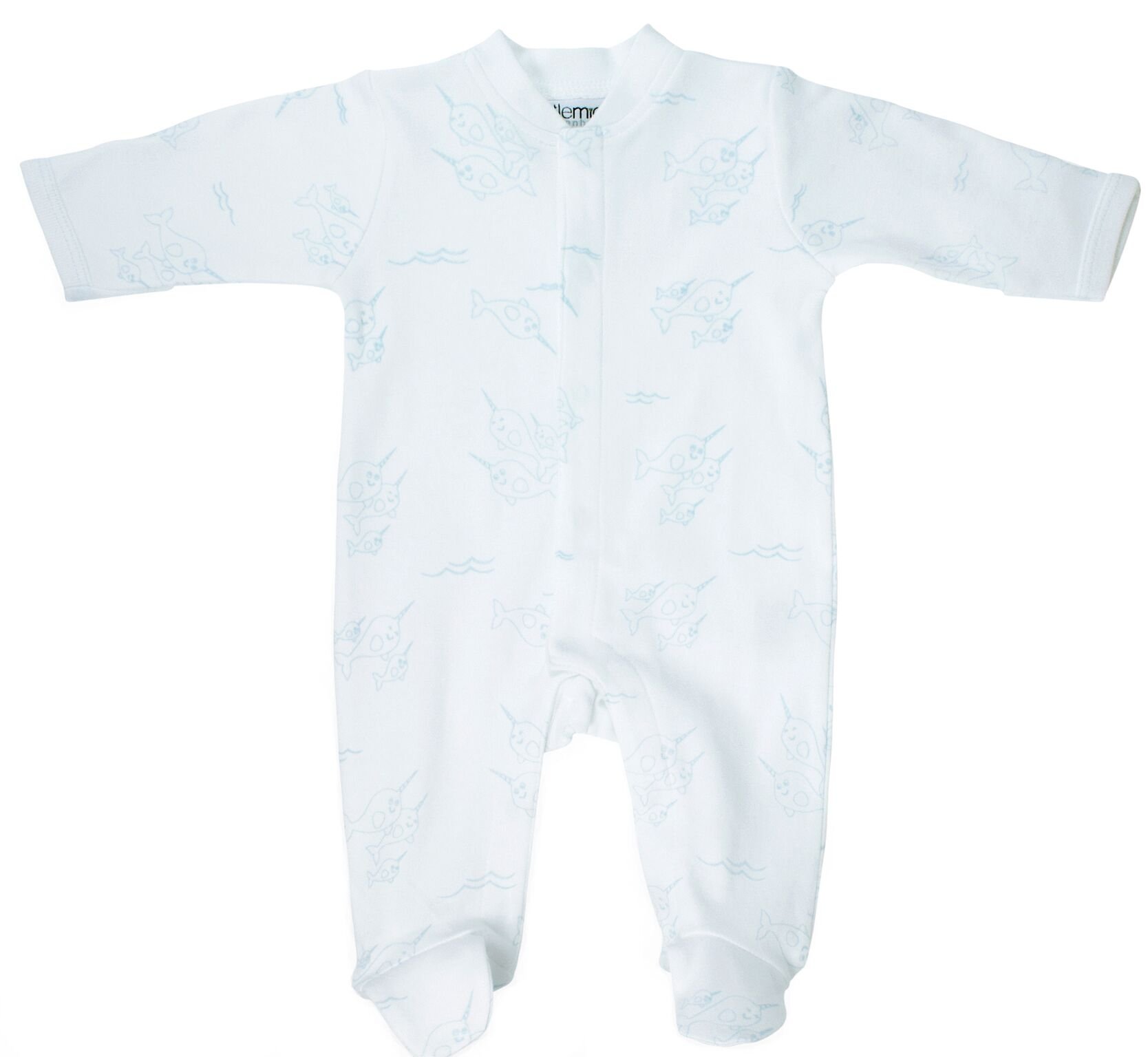 Little Mico Narwhal Onesie, 0-3 Months, White