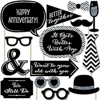 Amazon Com Big Dot Of Happiness Wedding Anniversary Photo Booth Props Kit 20 Count Toys Games