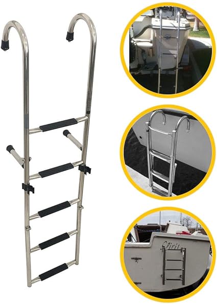5 Step Marine Pontoon Boat Ladder Folding Rear Entry Dock Boarding Ladder With Extra Wide Step Extendable Ladders Heavy Duty Amazon Co Uk Kitchen Home