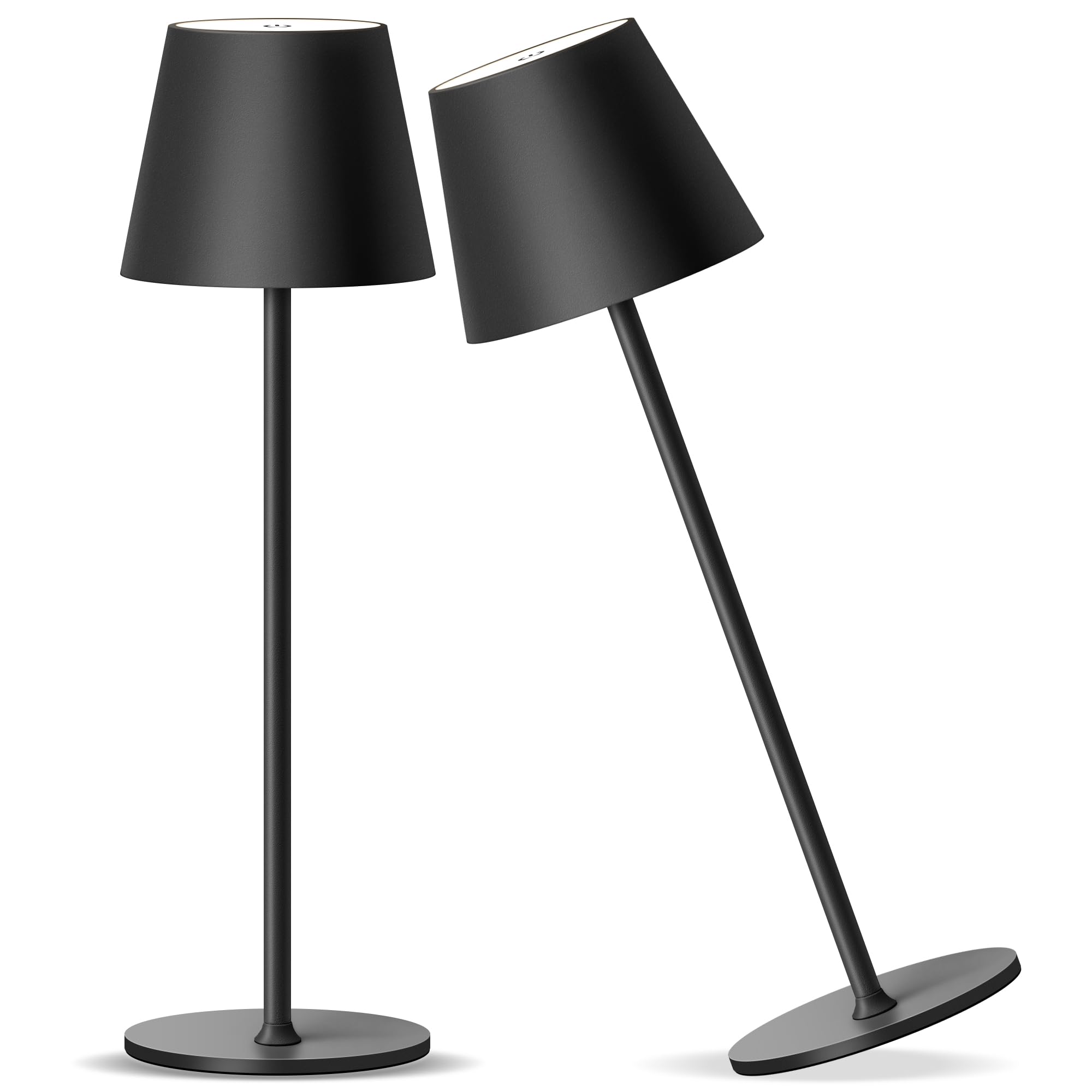Photo 1 of PUSU Cordless Rechargeable Table Lamp Set of 2, 5000mAh Battery Powered LED Desk Lamp, 3 Color Stepless Dimming Up, Portable Table Light Lamp for Bedroom Restaurant Outdoor (Black)