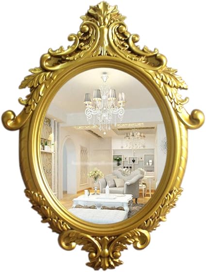 Large Oval Vintage Decorative Wall Mirror Gold Crown Frame