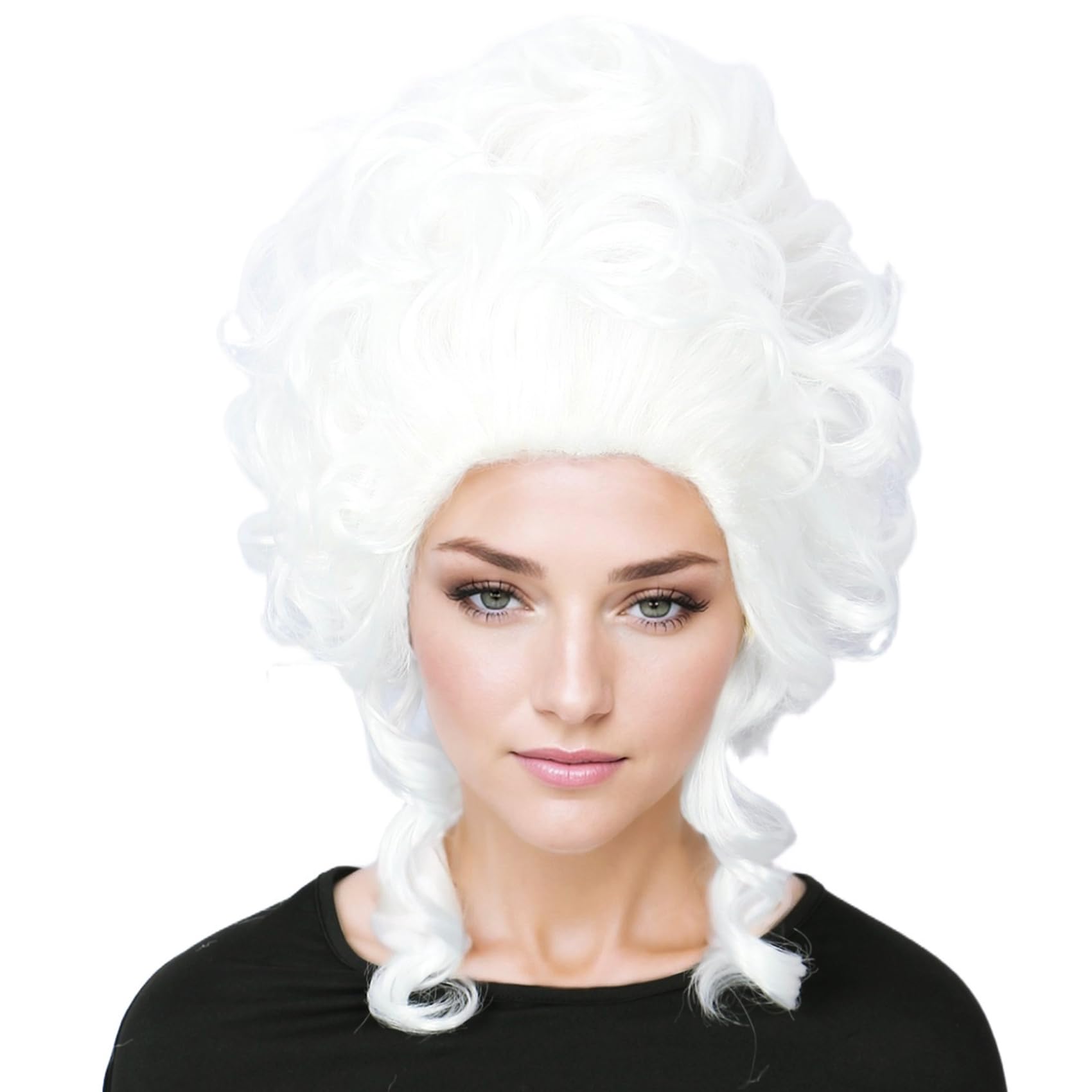 Linfairy Short Retro Wig for Women fits 50s 80s Costume (white)
