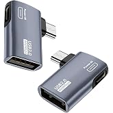 AreMe 2 Pack 90 Degree OTG Cable Adapter for Fire TV Stick 4K, Grey | Left and Right Angle Powered Micro USB to USB OTG Adapter for Android Phone Tablet