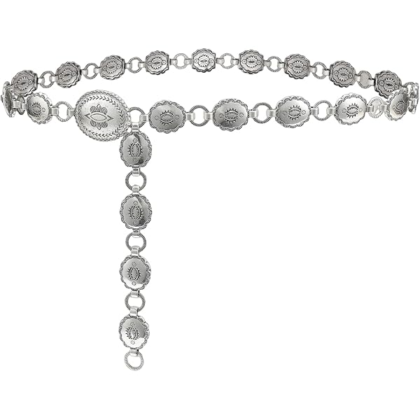 Wonderent Western Metal Oval Concho Chain Belt No.1 at  display picture 3