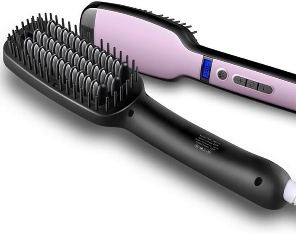 Steam Hair Straightening Brush Comb Irons LCD Temperature Display Electric Hair Straightener Brush 80-230 Degree