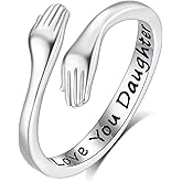 INFUSEU 925 Sterling Silver Hug Love Rings for Women Girls Cute Gifts for Her