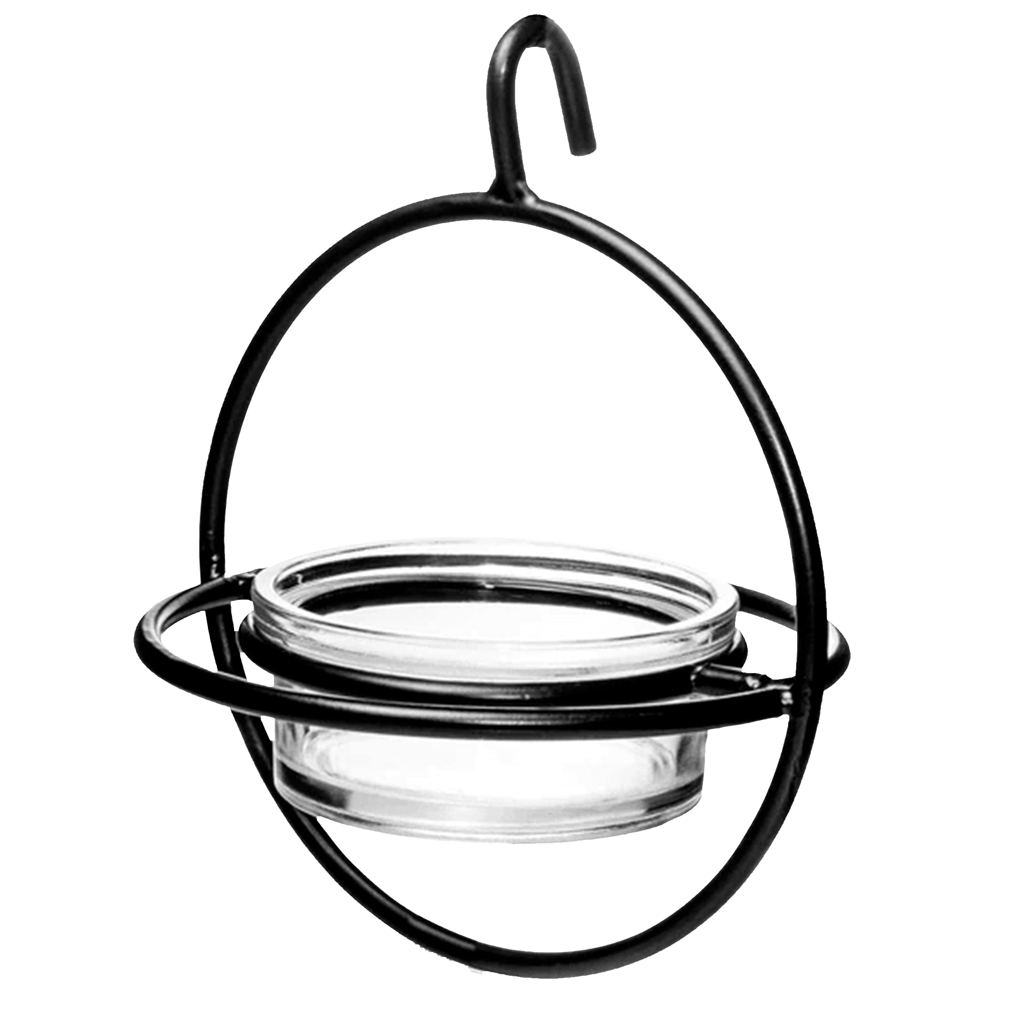 Monarch Abode 18048 Hanging Zazu Bird Feeder with Clear Glass Bowl, Perch, Outdoor Decor for Garden Backyard Patio and Deck