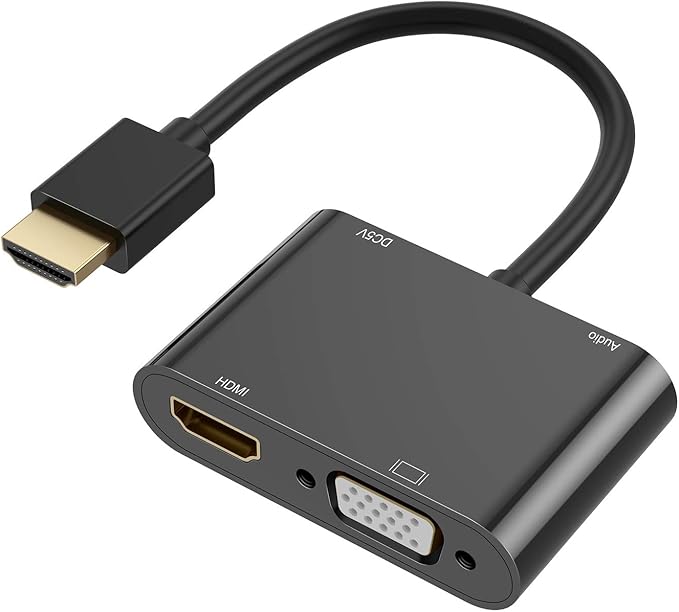 HDMI to VGA HDMI Adapter, Dual Display 4K HDMI to HDMI VGA Splitter