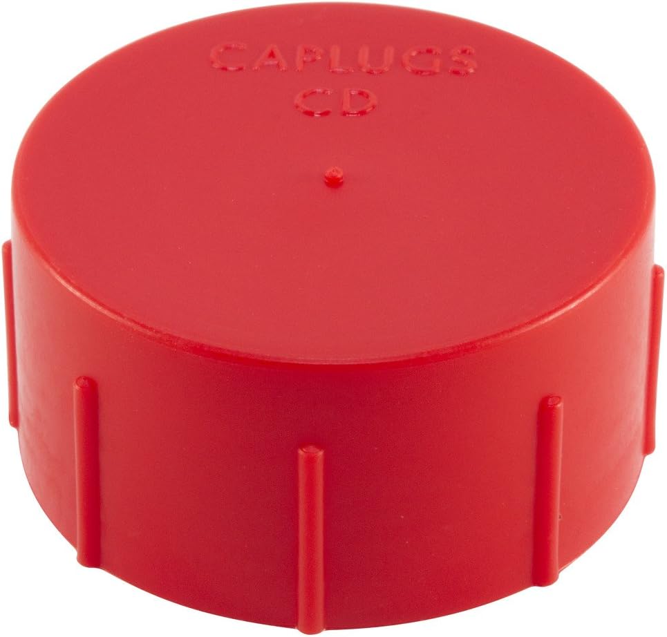 Caplugs CD-4 CD Series – Plastic Threaded Cap for Flared JIC Fittings, 200 Pack, Red LD-PE, to Fit Thread Size 7/16"-20 Protective Closures, Dirt and Moisture Seals, Masking, Painting (99394437)