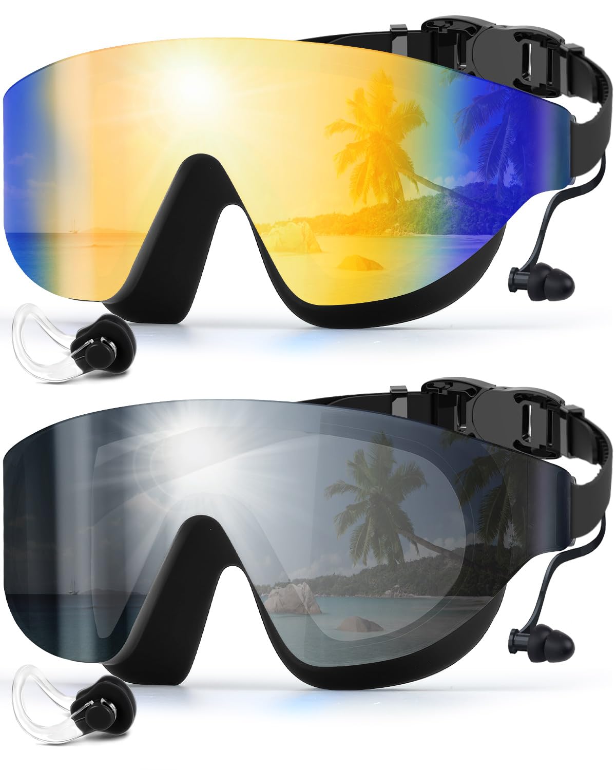 Photo 1 of Zoomsnail Swim Goggles 2 Pack, Frameless Wide View Swimming Goggles for Adult, Anti-Fog Anti-UV No Leaking Pool Goggles for Men Women Youth