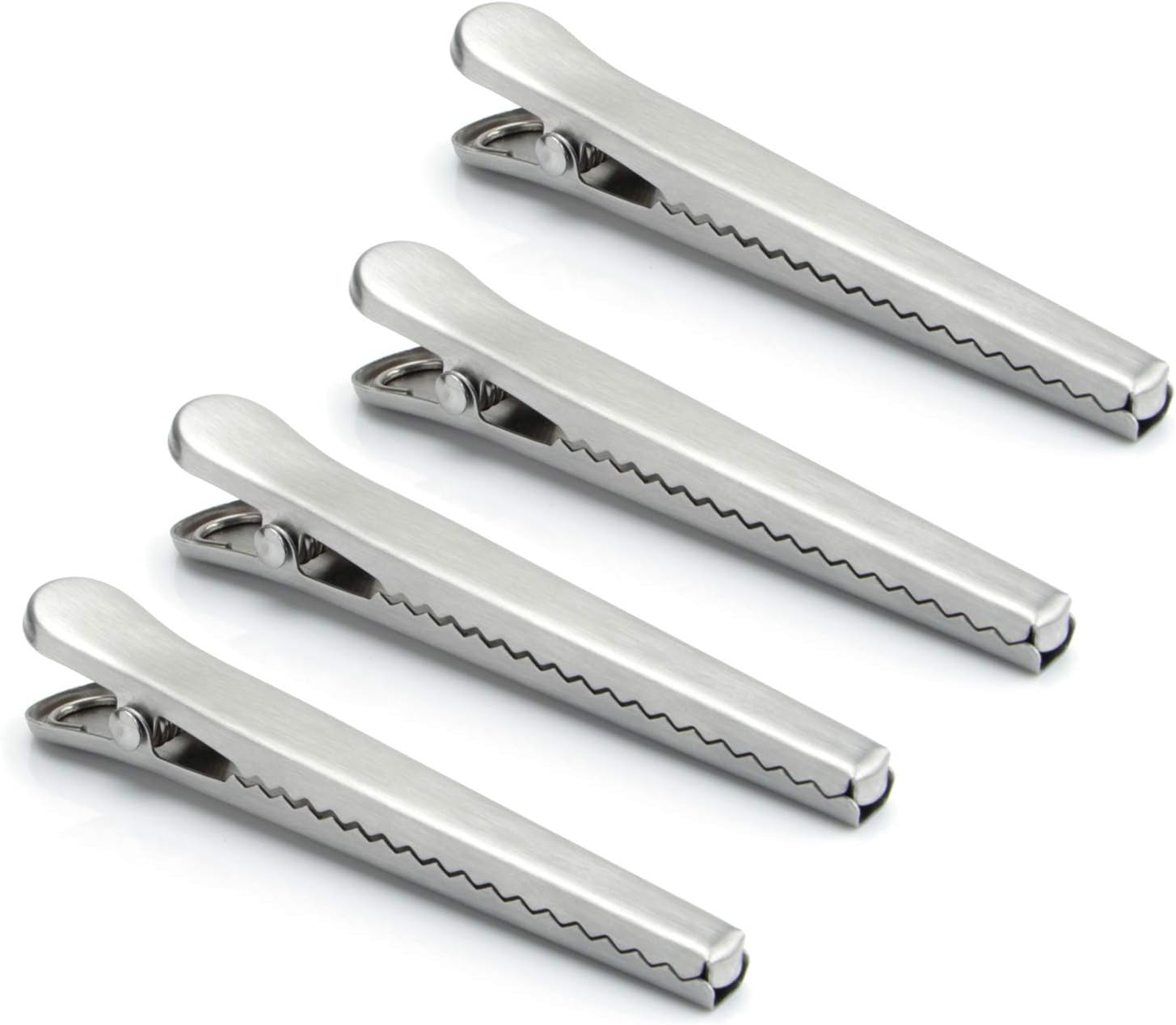 4Pcs Stainless Steel Jaw Sealing Clips Bag Sealer Sealing Clips for Coffee Food Bread Snack Bag, Keep Food Fresh and Prevent Spillage (Silver)