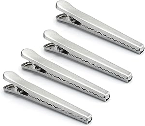 4Pcs Stainless Steel Jaw Sealing Clips Bag Sealer Sealing Clips for Coffee Food Bread Snack Bag, Keep Food Fresh and Prevent Spillage (Silver)