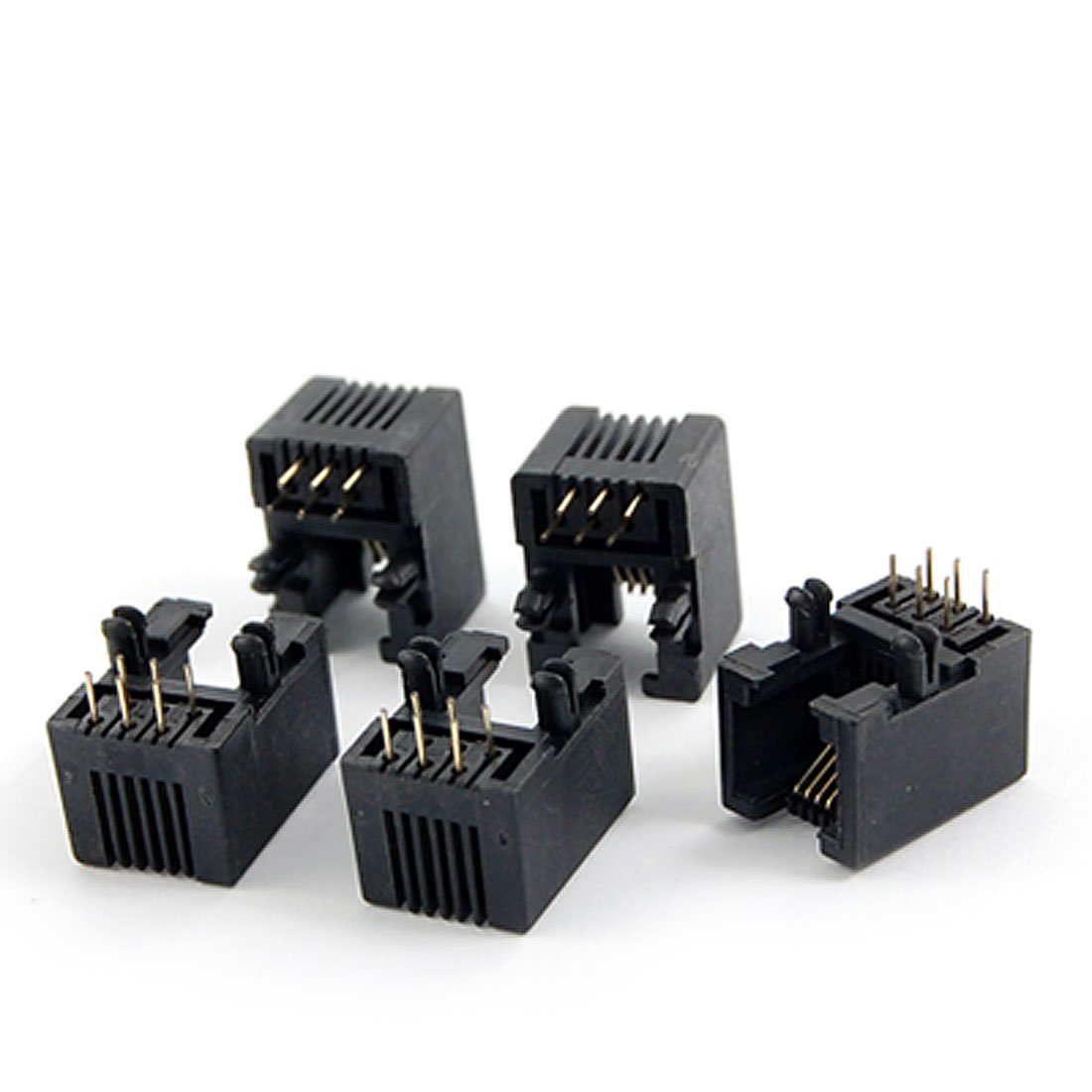 sourcing map 5 Pcs 6P6C 6 Pin RJ11 Modular Connector Telephone PCB Jacks