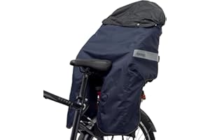 ACTION EMPORIUM Tucano Urbano Thermal Child Back Seat Cover with Adjustable Rain Hood, for Rear Mounted Child Bike Seats, Waterproof, Windproof, Easy Installation, Taped Seams, Sealed Zipper