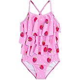 Dolxico Girls One Piece Swimsuits Cute Ruffles Swimming Bathing Suit with Adjustable Straps Beach Pool Kids Swimwear 3T-12