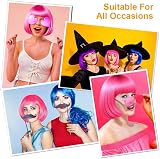 Aomig 3 Pack Short Rose Red Wigs with 2 Caps Synthetic Bob Wig Set view 6