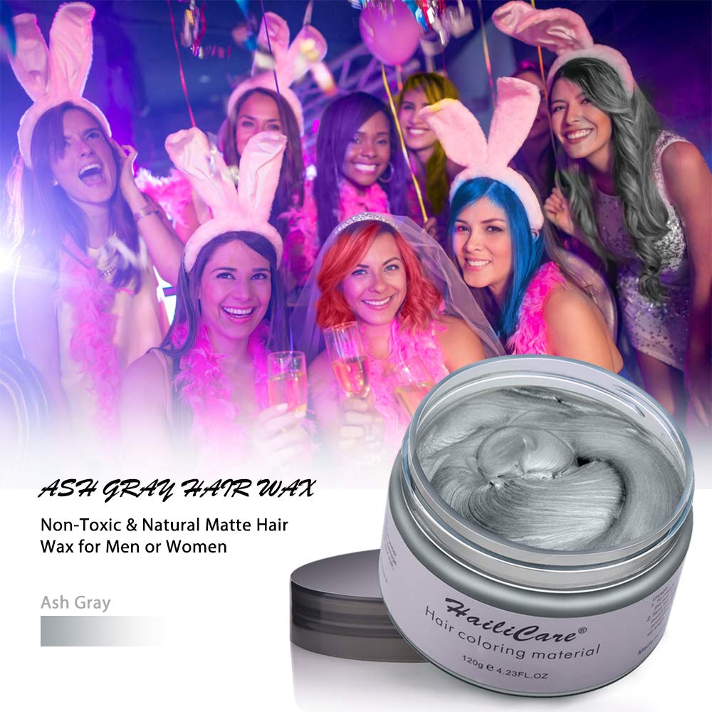 Color Hair Wax Hailicare Instant Hair Dye Washable Hair Color Cream Temporary for Men Women Kids (Silver Gray) : Beauty