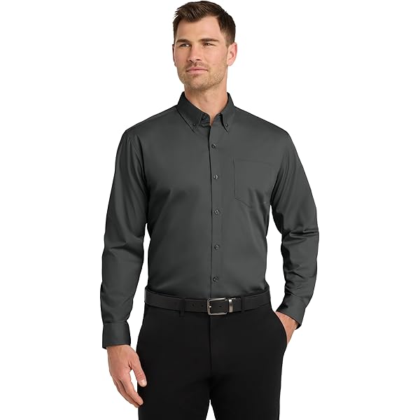 Port Authority Women's Dimension Knit Long-Sleeve Button-Down Dress Shirt Black at Amazon Women's Clothing store Port Authority Women's Dimension Knit Long-Sleeve Button-Down Dress Shirt Black at Amazon Women's Clothing store