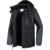 CAMEL CROWN Men's Ski Snow Jacket Waterproof Winter Snow Coat Windproof Warm Fleece Lining Hooded Parka Rain Jacket