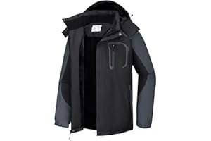 CAMEL CROWN Men's Ski Snow Jacket Waterproof Winter Snow Coat Windproof Warm Fleece Lining Hooded Parka Rain Jacket