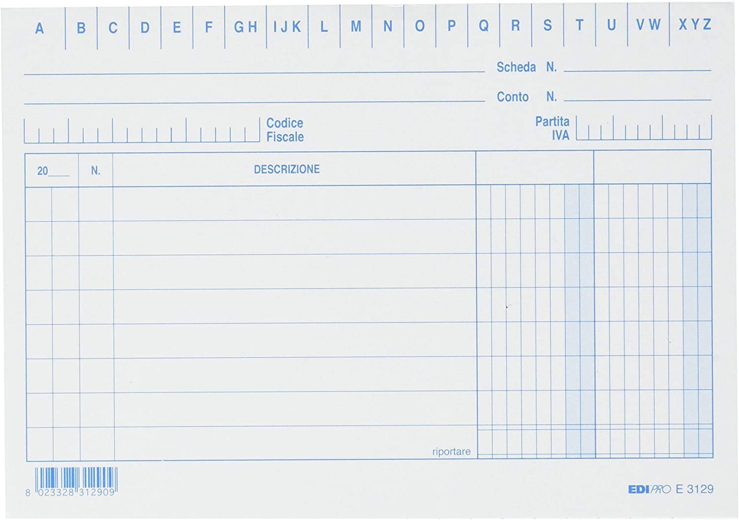 EDIPRO - E3129BL - 100 Cards with 2 Columns Blue f.to 10,5x15