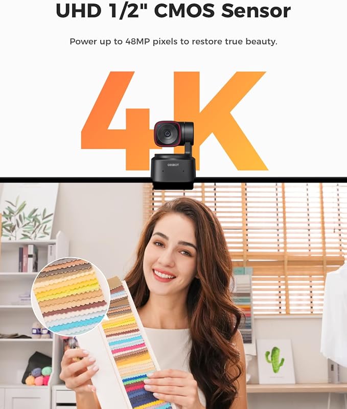 Tiny 2 Lite 4K Webcam con Tracciamento IA e PTZ per PC