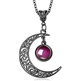 MAIBAOTA Gothic Witch Necklace Crescent Moon Necklace Emo Punk Vintage Black Jewelry Halloween Costume Gothic Jewelry Gifts for Women