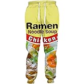 Keasmto 3D Ramen Chicken Noodle Soup Beef Pant Food Funny Trousers Men Women Cotton Novelty Pants