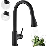 Kicimpro Matte Black Kitchen Faucet with Pull Down Sprayer, 304 Stainless Steel, 23-Inch Extended Hose Design, Three Water Functional Ways, Easy Installation