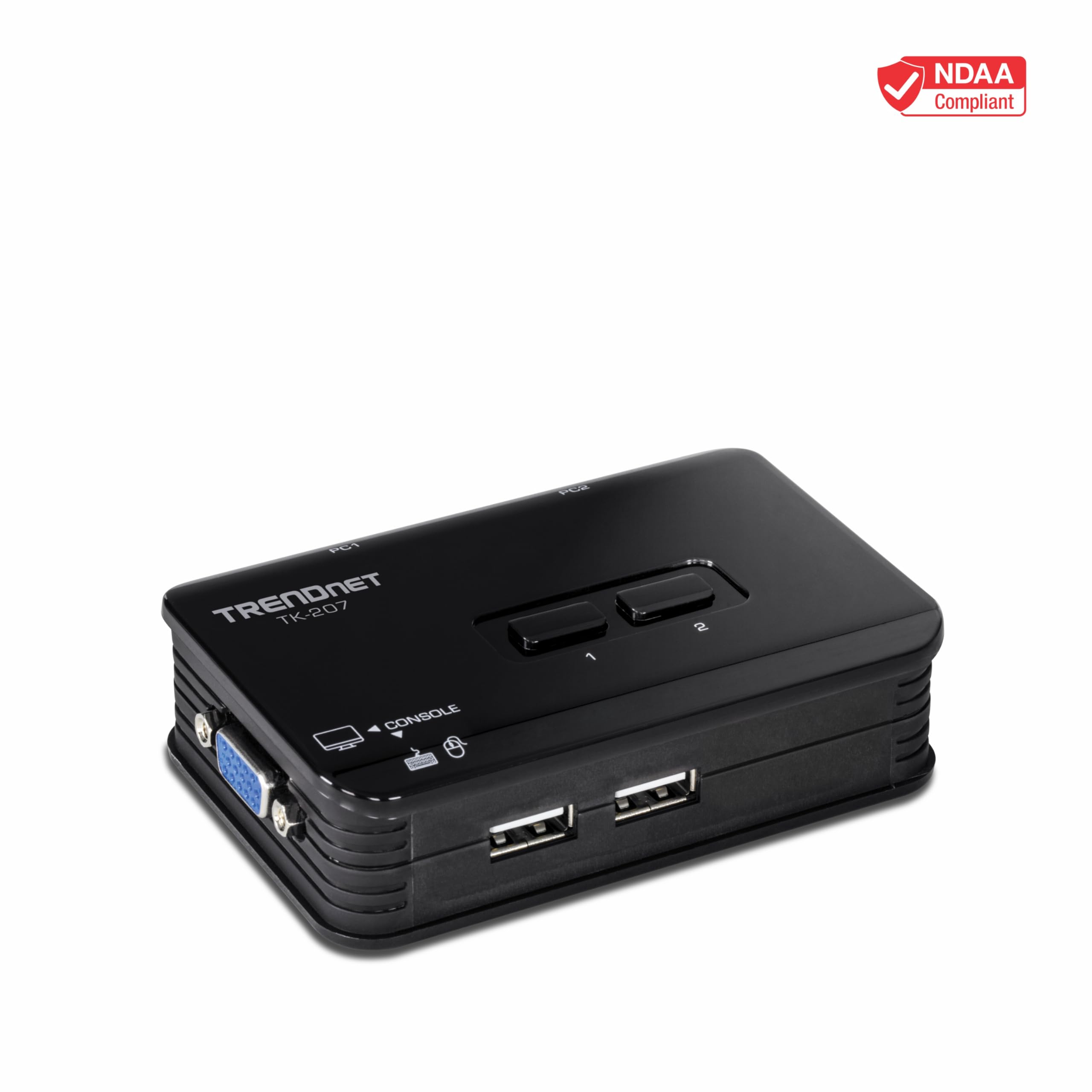 TRENDnet 2-Port USB KVM Switch and Cable Kit, 2048 x 1536 Resolution, Device Monitoring, Auto-Scan, Audible Feedback, USB 1.1, Compliant with Windows and Linux, Hot-Pluggable, White, TK-207K