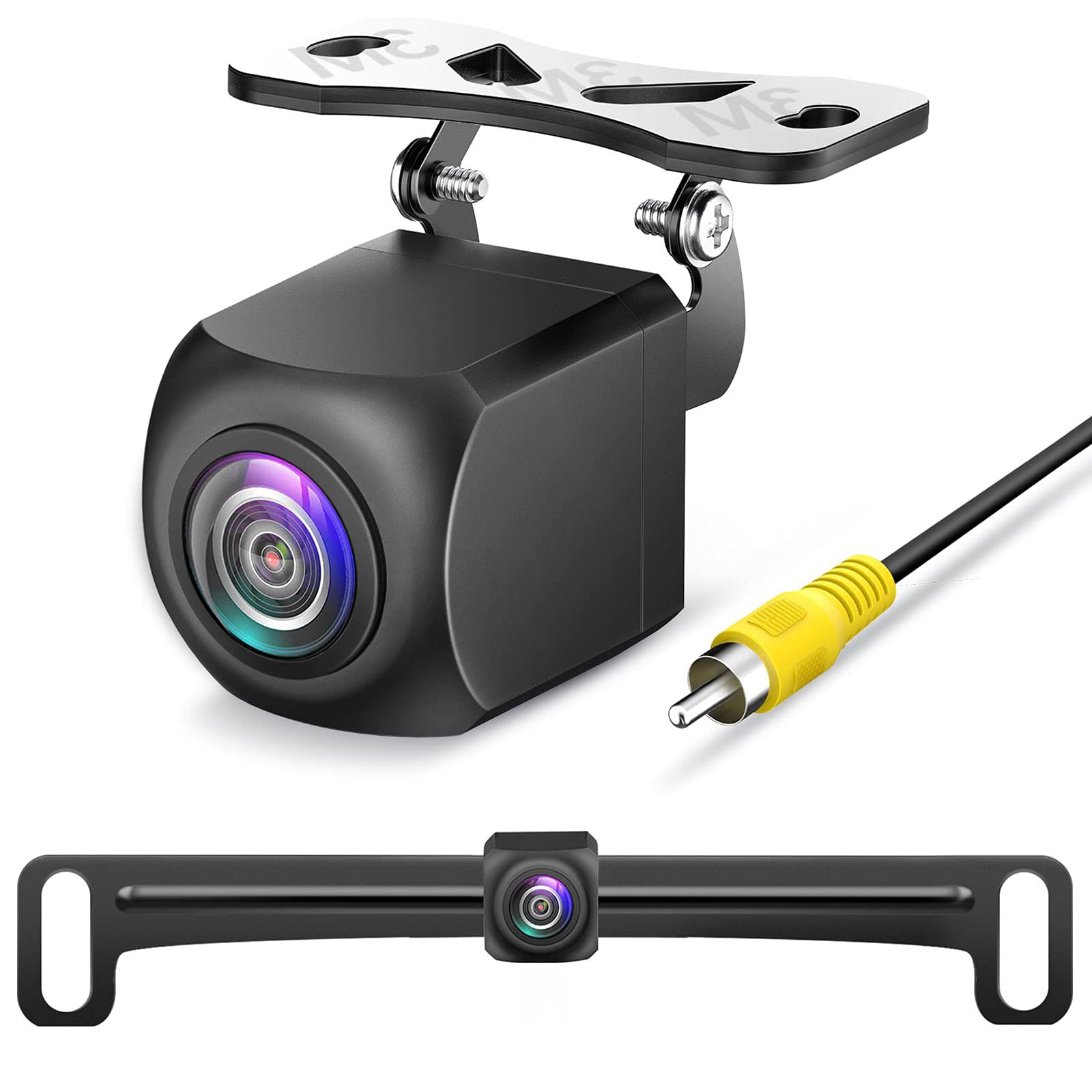 Unifizz HD Backup Camera, Clear Night Vision IP69 Waterproof Rearview Universal Reverse Cam Kit Metal Housing 170 Degree Wide View Angle License Plate Rear View Camera for Car