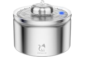 SERENTIVE Cat Water Fountain 4L/135Oz Stainless Steel Pet Water Fountain for Cats Indoor Automatic Cat Water Dispenser 2 Interchangeable Attractive Water Drinking Flow Cat Drinking Fountain Quick & Easy Refill