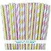 Outside the Box Papers Pink and Yellow Stripe Chevron Paper Straws 7.75 Inches 100 Pack Pink, Yellow, White