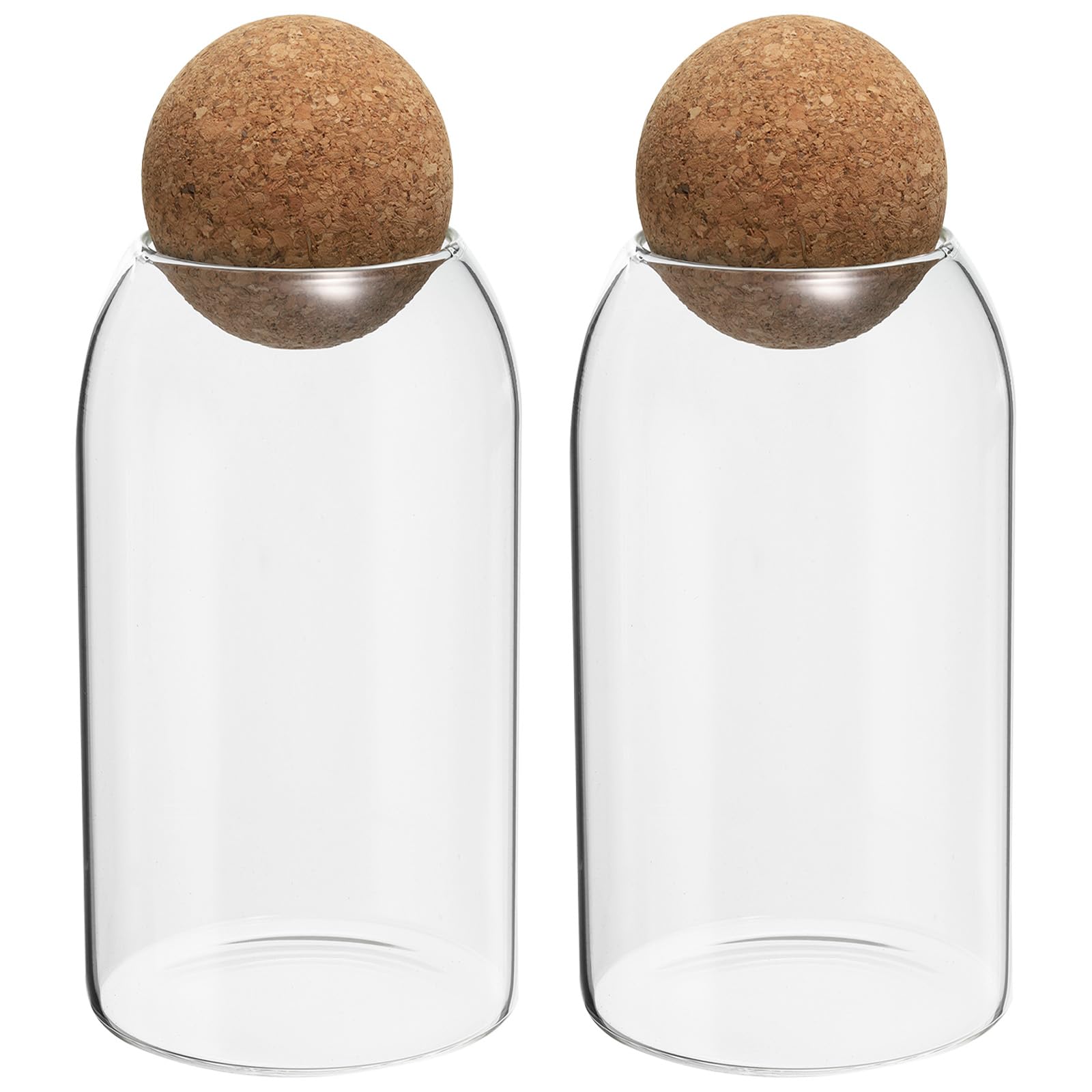 PATIKIL 1200ml/40oz Glass Storage Container with Ball Cork, 2 Pcs Kitchen Glass Jar Candy Jars Decorative Glass Canister for Nuts Sugar Coffee Beans (20x9cm)