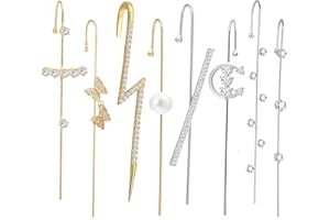 CHOICE OF ALL Ear Cuff Crawler Earrings for Women Helix Hook Earrings Wrap Snowflake Rhinestone Lightning Bolt Piercing Jewelry Trendy