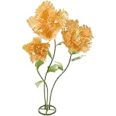 Artificial Large Huge Flowers Decoration, Giant Realistic Fake Flower 3 Pcs 6.1 Ft for Outside, Adjustable Waterproof Paper Faux Large Flower Home Wedding Party Garden Background Decor(Champagne)