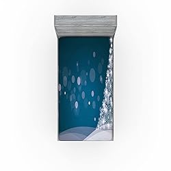 Ambesonne Christmas Fitted Sheet, Fantasy Backdrop