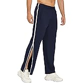 Deyeek Mens Tear Away Basketball Pants 2 Side Zippers Snap Off Full Open Down Sweatpants Leg Post Surgery Pant with Pockets
