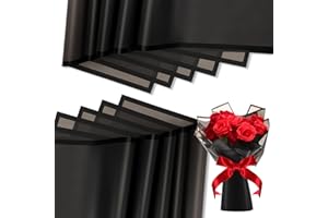 Ctosree 240 Sheets Flower Wrapping Paper, 22.8 x 22.8 Inch Waterproof Florist Floral Korean Flower Bouquet Wrapping Paper for Wedding Birthday DIY Gift Packaging Bouquet(Black)